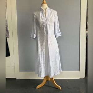 Limited Sports Button Down 3/4 Sleeve Blue and White Striped Dress